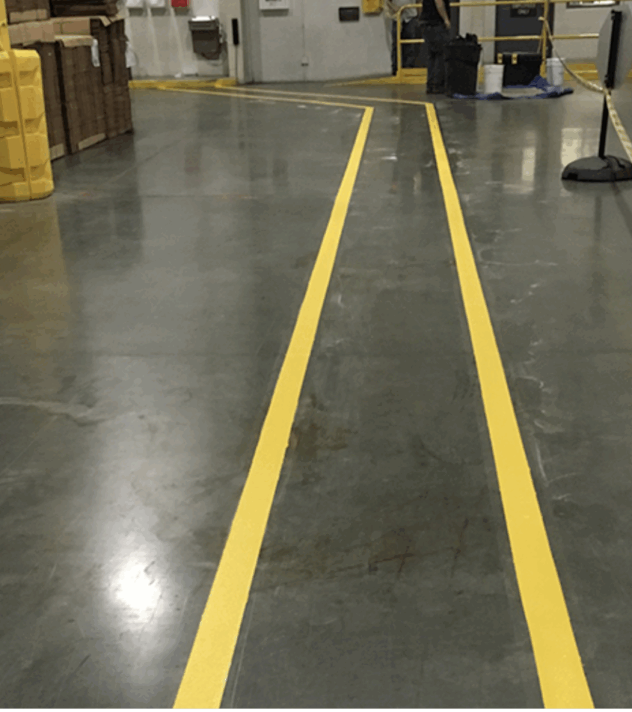 Safety Striping on Concrete Floor